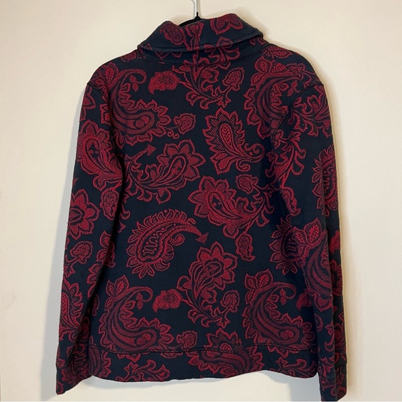 Croft & Barrow Paisley 1/4 Zip Sweatshirt - Navy/Red - Size Medium - EUC - Picture 4 of 4